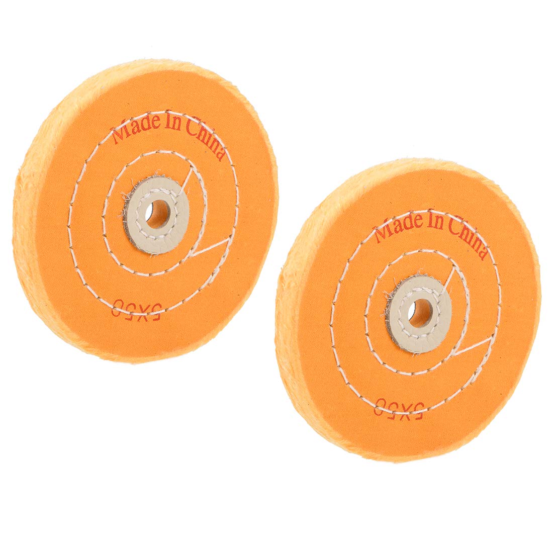 sourcing map 5-Inch Cotton Buffing Wheel Polishing for Bench Grinder Tool 1/2-Inch Arbor Hole 2 Pcs