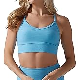 TAVI NOIR Wireless Sports Bra for Women Thick Band Criss Cross Back Adjustable Straps Breathable Lining with Removable Pads