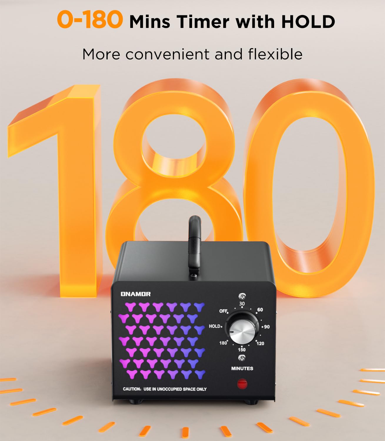 ONAMOR Ozone Generator Odor Eliminator 70000mg, High Capacity Ozone Machine Odor Removal Up to 6000 Sq.Ft, Ionizer Ozonator for Smoke, Car, Basement And Pet Room, Black