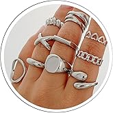 GiftInBox Gold Chunky Rings Set for Women Open Stacking Knuckle Ring Adjustable Round Dome Rings Set Minimalist Irregular Statement Women Ring Jewelry Gift