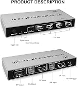 Nicfaky KVM Switch 2 Port 4K 60Hz Ultra HD USB DP for PC Laptop Monitor view 5