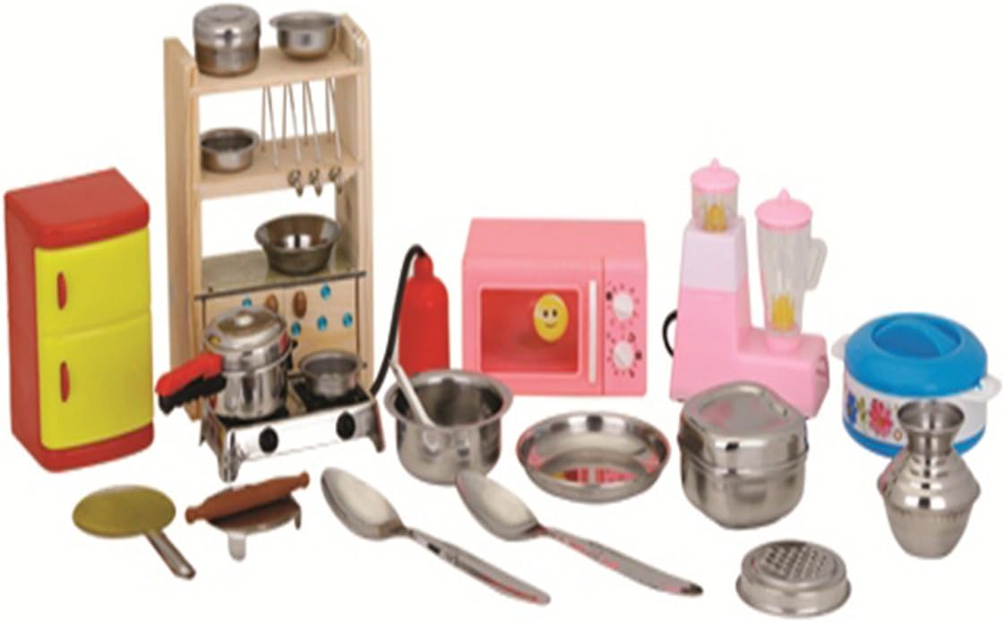 sunnytoyz Cute Wooden Stand with Kitchen Toys Set (Multicolour)