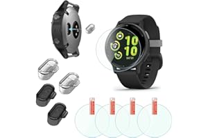 FCMEDZI Suitable for Garmin Vivoactive 5 Screen Protector & Dust Plug Combo (4+4 Pack) - Clear TPU Protective Film, Bubble-Free Installation, HD Clarity, Non-Glass