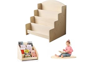 ZHIYUEJING 4-Tier Wooden Greeting Card Organizer Display Stand, Sticker Card Display Stand & Postcard Holder,Retail Counter Rack for Brochures, Photos, &Stationery