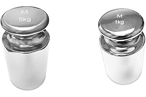 TRUE 42 2pc 6kg 6000g Calibration Test Weight Set: 5kg 5000g M2 Precsion Calibration Weight + 1kg 1000g M2 Prescion Calibration Weight (±0.16gm), Chrome Finish Test Weight for Digital Scale