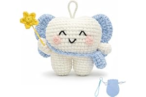 LUDEONA Tooth Fairy Crochet Plush with Detachable Pouch – Mini Tooth Fairy Holder, Pillow Alternative, Door Hanger Tooth Keep