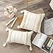 OJIA Boho Decorative Throw Pillow Cover, 20 x 20 Farmhouse Cute Pillowcase Minimalist Neutral Collection Cream White Tufted with Tassels Woven Square Cushion Cover for Sofa Couch Bedroom Living Room