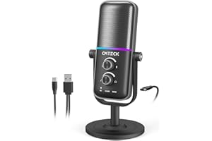 CMTECK Gaming USB Microphone, Computer Condenser Gaming Mic for PC/Laptop/PS4/PS5, RGB Lights, Mute Button, Mic Gain, Plug an