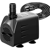 Knifel Submersible Water Pump 400GPH with Auto Shut Off 6.5ft High Lift | Protection for Fountains, Hydroponics, Ponds, waterfall, Aquariums &amp; More