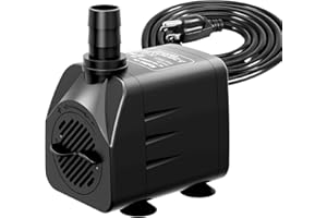 Knifel Submersible Pump 400GPH with AUTO-Shut-Off 6.5ft High Lift for Fountains, Hydroponics, Ponds, Aquariums & More