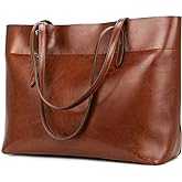 Kattee Vintage Genuine Leather Tote Shoulder Bag for Women Satchel Handbag with Top Handles