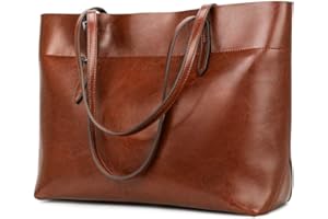 Kattee Vintage Genuine Leather Tote Shoulder Bag for Women Satchel Handbag with Top Handles