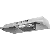 SNDOAS 30 inch Range Hood Ducted/Ductless Convertible Stainless Steel Range Hood Under Cabinet with Rocker Button Control,Vent Hood with LED Light,2 Speed Exhaust Fan,Under Cabinet Hood,Silver
