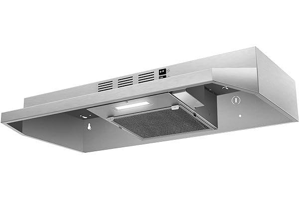 SNDOAS 30 inch Range Hood Ducted/Ductless Convertible Stainless Steel Range Hood Under Cabinet with Rocker Button Control,Vent Hood with LED Light,2 Speed Exhaust Fan,Under Cabinet Hood,Silver