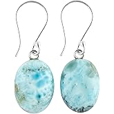 DEVMUKTI 925 Sterling Silver Dainty Earrings, Natural Gemstones Wicca & Reiki Healing Crystals, Polished Stones, Handmade Boho Lightweight Jewelry, Birthday Christmas Gift for Women