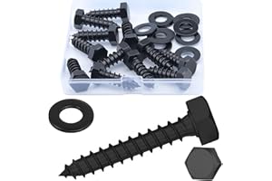 JROUTH 3/8 x 1-1/4" (12 Set) Hex Lag Screws, Hex Lag Bolts Heavy Duty Wood Screws Washers Assortment Kit Stainless Steel 18-8 (304)
