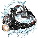Wsky Led Headlamp Flashlight - Best S6000 2019 Upgraded Powerful Waterproof Headlamp - Red and White Light - Perfect for Working Camping Biking Home Emergency or Gift-Giving (Batteries Not Included) ...