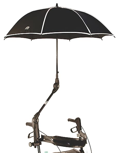 MPB® Rollatorschirm passend für Rollator DIETZ TAIMA sowie DRIVE TORRO, schwarzes Gestänge, Mikrofaser Schirm in schwarz und 
