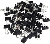 kuou 72pcs Binder Clips 15mm Black Foldback Clips Clamp Office Home Supplies