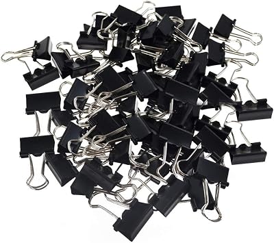 kuou 72pcs Binder Clips 15mm Black Foldback Clips Clamp Office Home Supplies