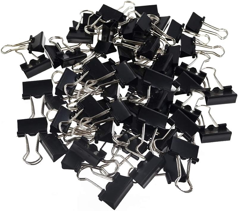 kuou 72pcs Binder Clips 15mm Black Foldback Clips Clamp Office Home Supplies