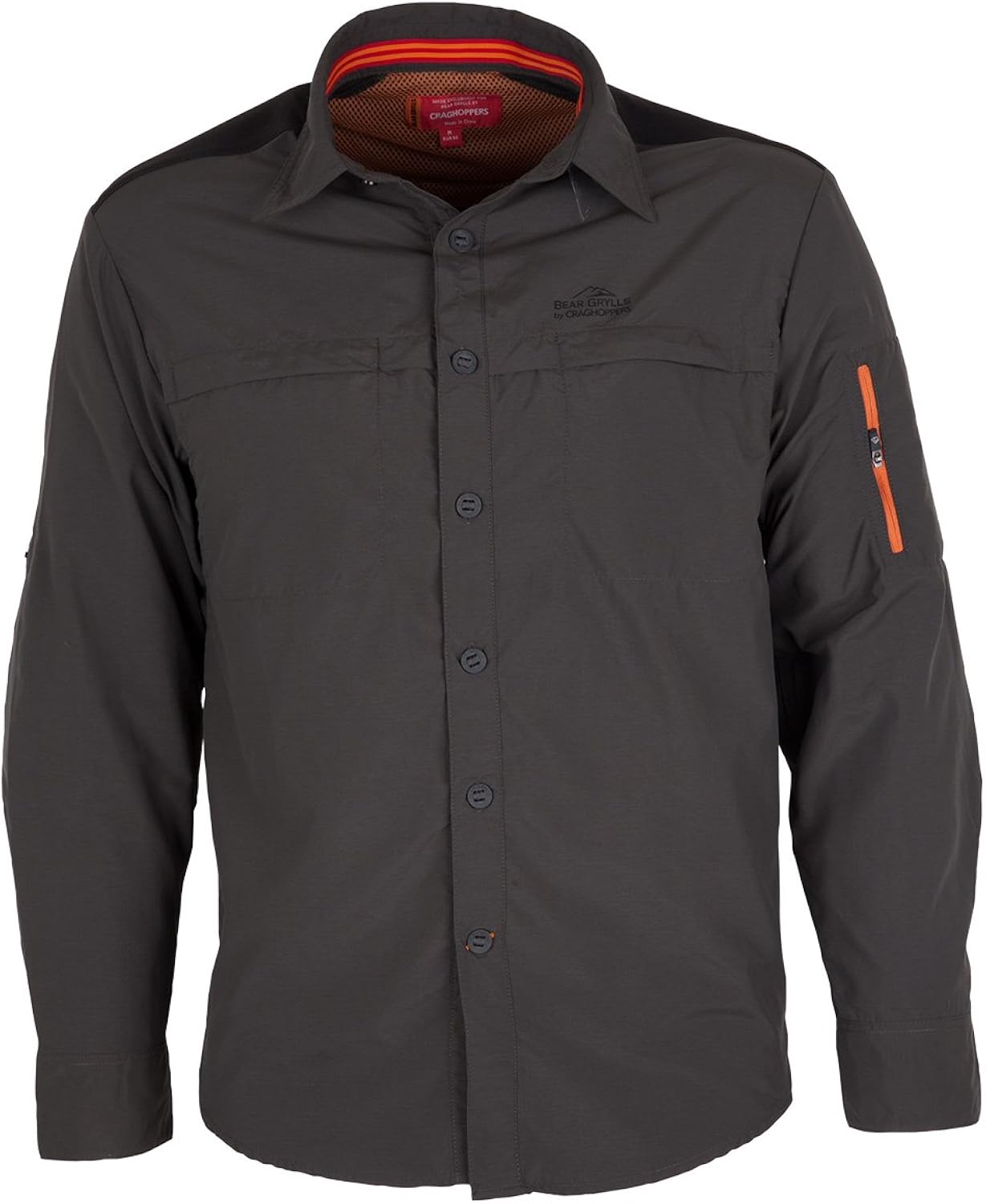 Bear Grylls Men's Trek Long Sleeve Shirt, Black Pepper, Medium Clothing