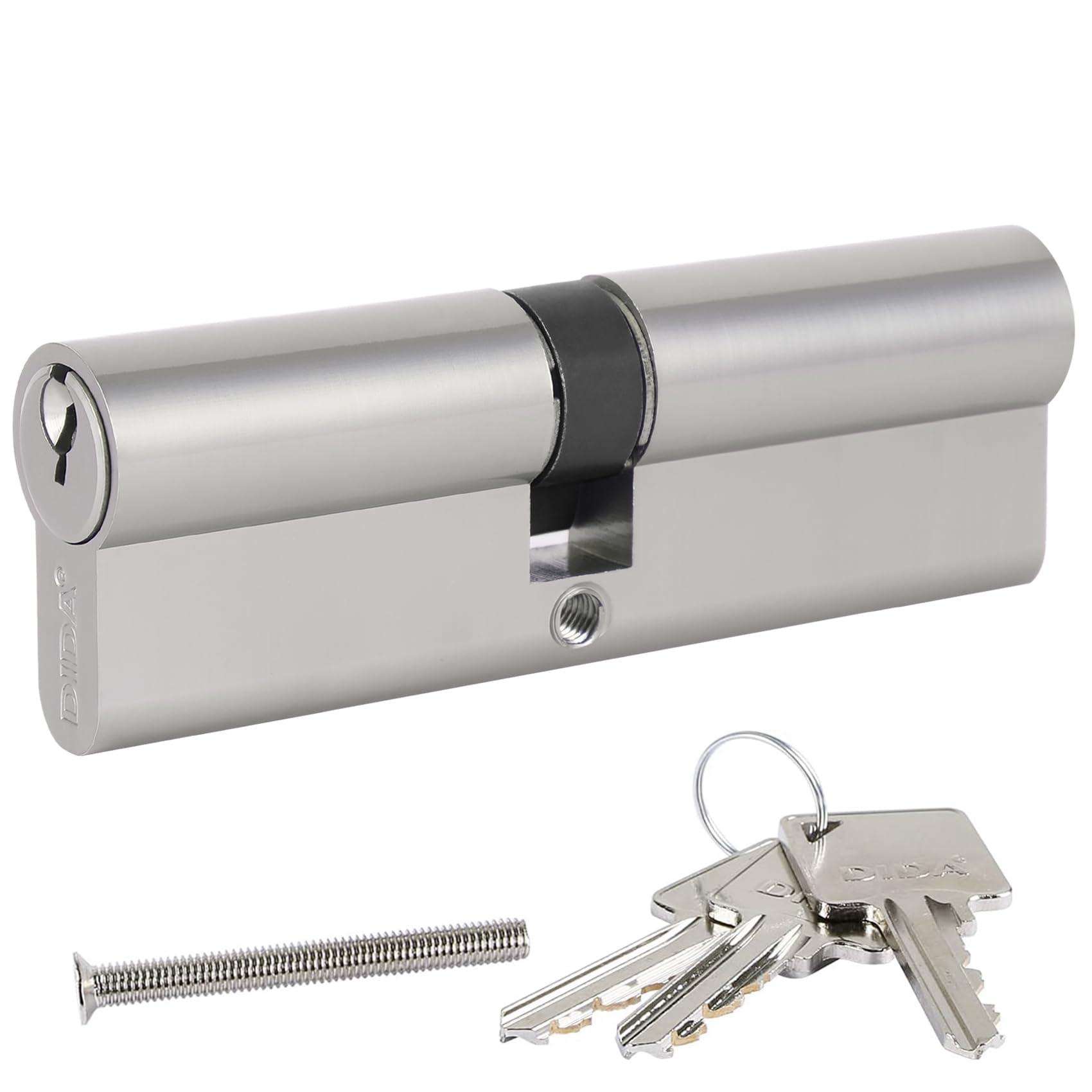 DIDA® 95mm(45/50) Euro Cylinder Lock,UPVC Door Lock Barrel with 3 Keys,High Security,Anti-Pick Anti-Bump Anti-Drill,Nickel Finish,Suitable for All Door Types,BS EN 1303:2008