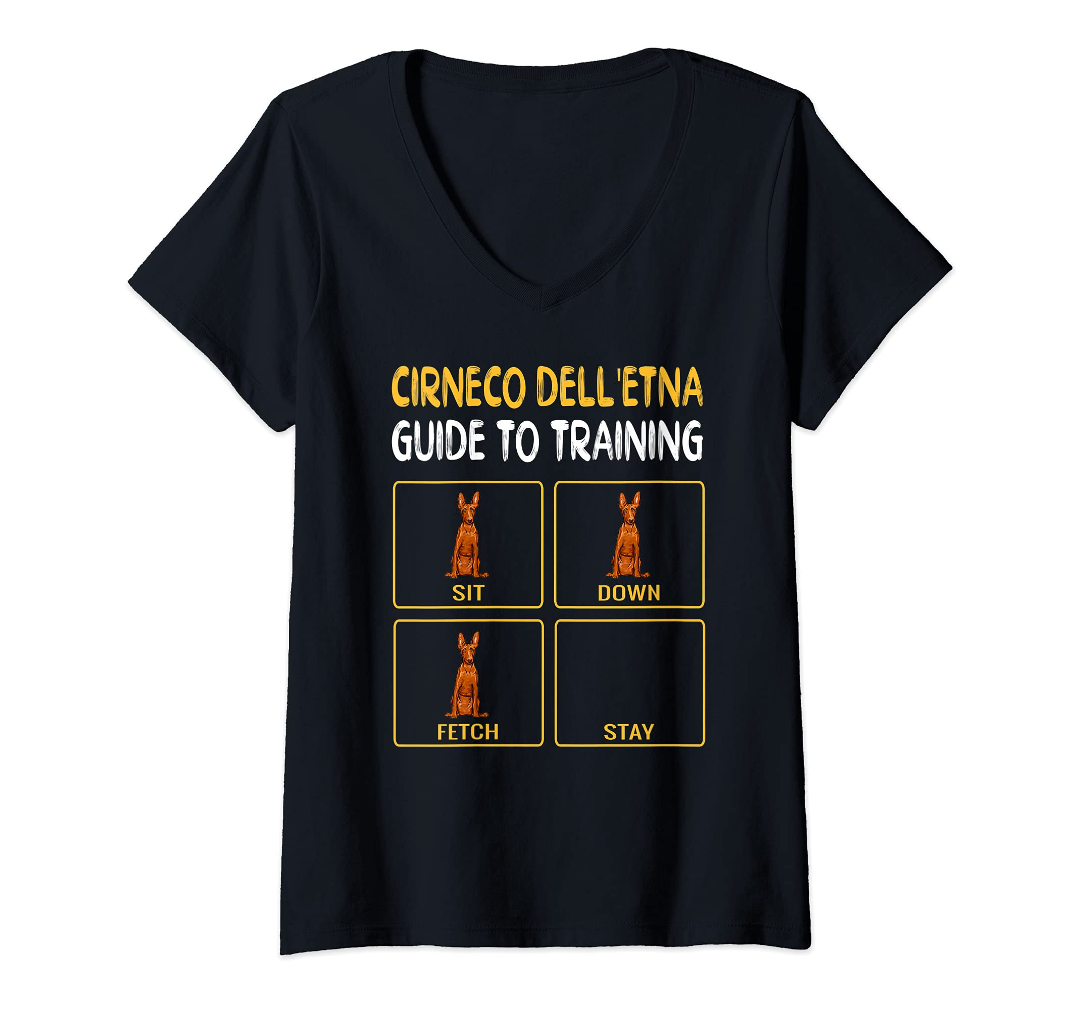 Womens Funny Cirnechi dell’Etna Guide To Training Dog Obedience V-Neck T-Shirt