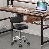 KKTONER PU Leather Modern Rolling Stool with Low Back Height Adjustable Chair view 2