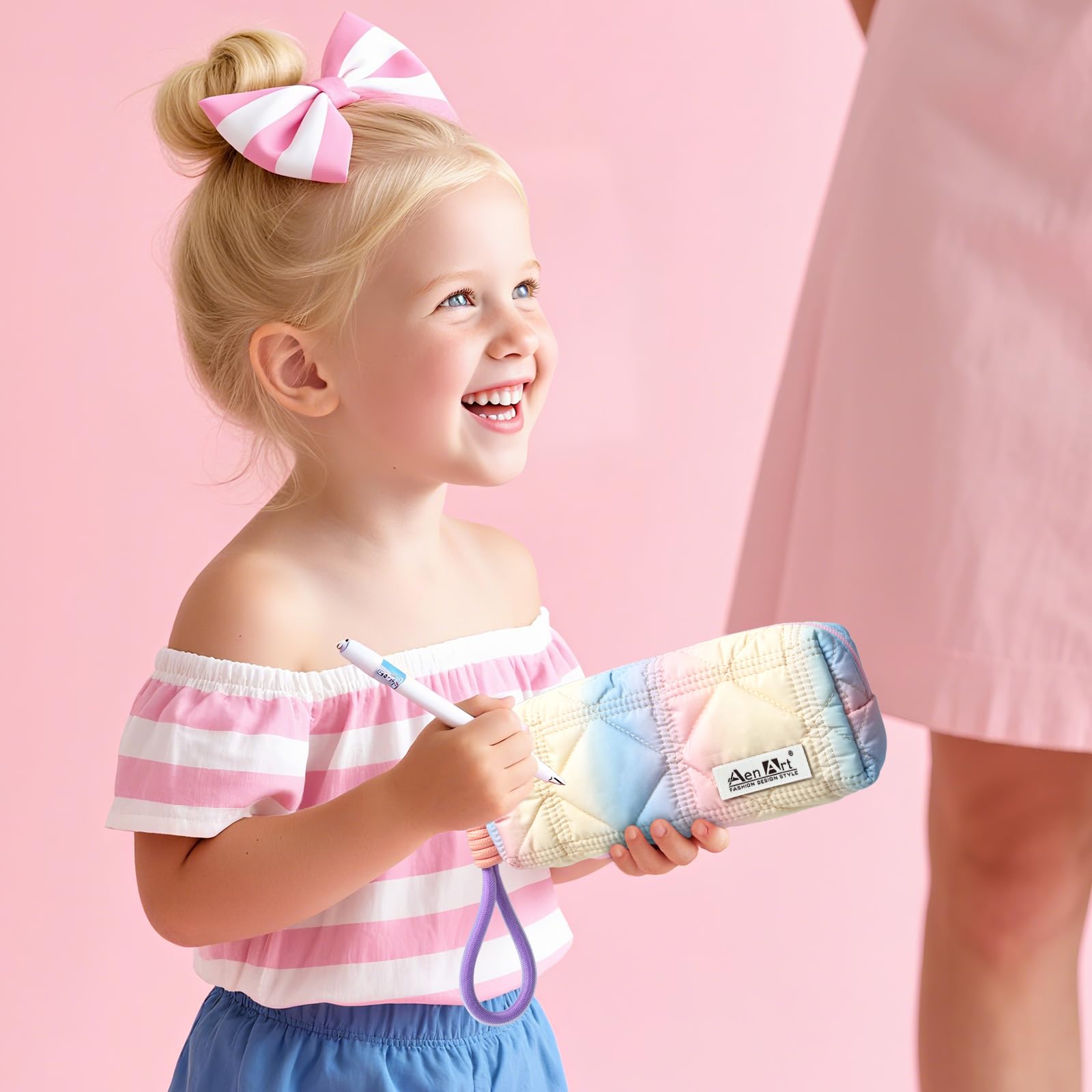 Pencil Pouch, Original Aesthetic Gradient Color Pencil Bag, Light Weight Organize Case with Zipper Strip& Easy Loop for Girls Adults, Big Capacity Makeup Pouch