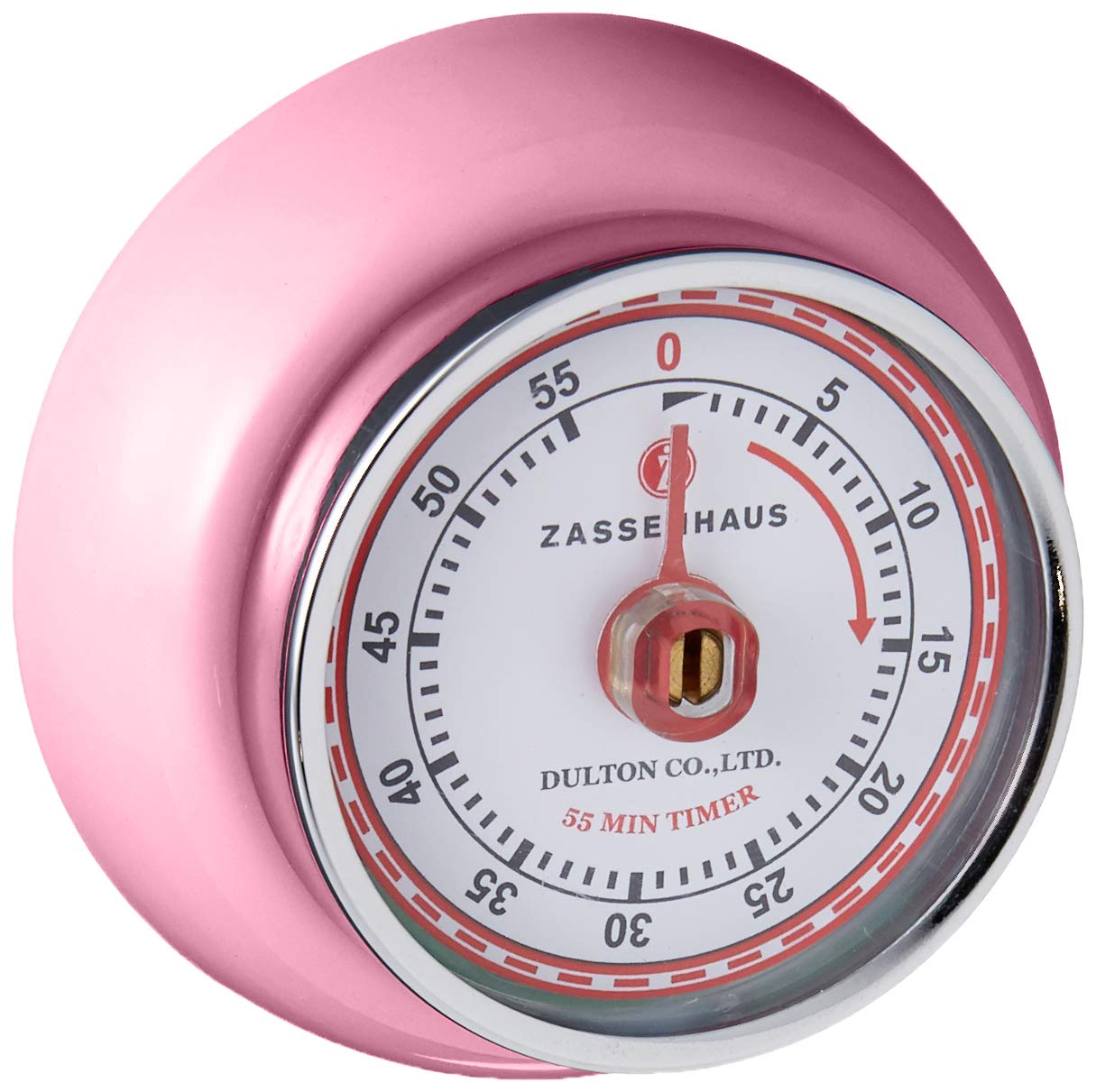 Zassenhaus M072372 Retro Magnetic Kitchen Timer, Steel, Pink