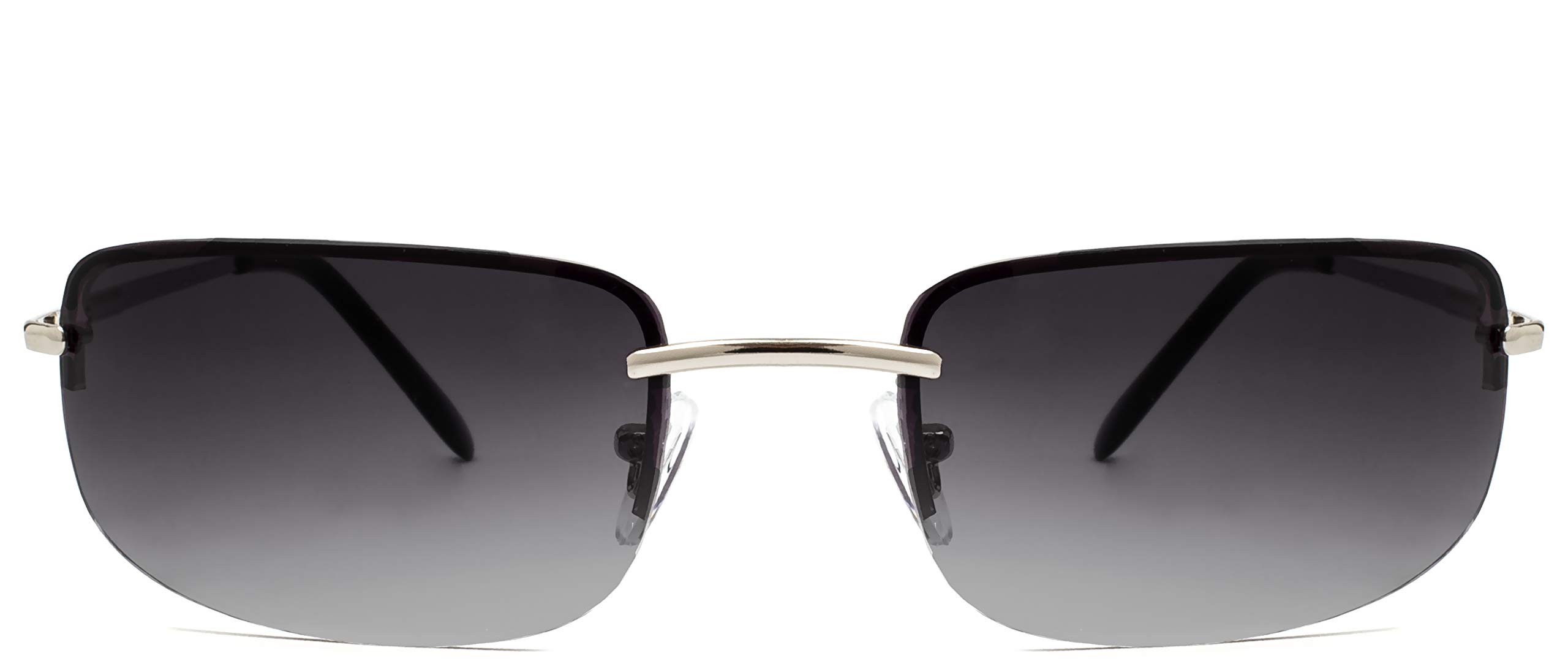 Photo 1 of NYS Collection Rimless Gradient Sunglasses - Modern Minimalist Design, 100% UV Protection, for Men and Women (Silver Metal Frame/Smoke Gradient Lens)