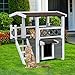 Tangkula Cat House 2 Story Wood Outdoor Weatherproof Pet Kitten Condo Shelter