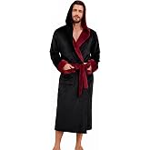EK4YDNDS Men's Hooded Robe, Soft Warm Fleece Long Bathrobe with Pockets | Lightweight Warm Fleece Hooded Bathrobe, Soft Cozy Shower Robe with Pockets for Men, Perfect for Spa, Lounging