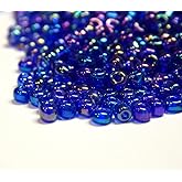 Perlin Glass Seed Beads 2mm 11/0 Round Mini Small Pony Beads 6500pcs for Jewelry Making Earrings Bracelets Pendants Waist DIY Handmade Rainbow Color Kit (Royal Blue AB)