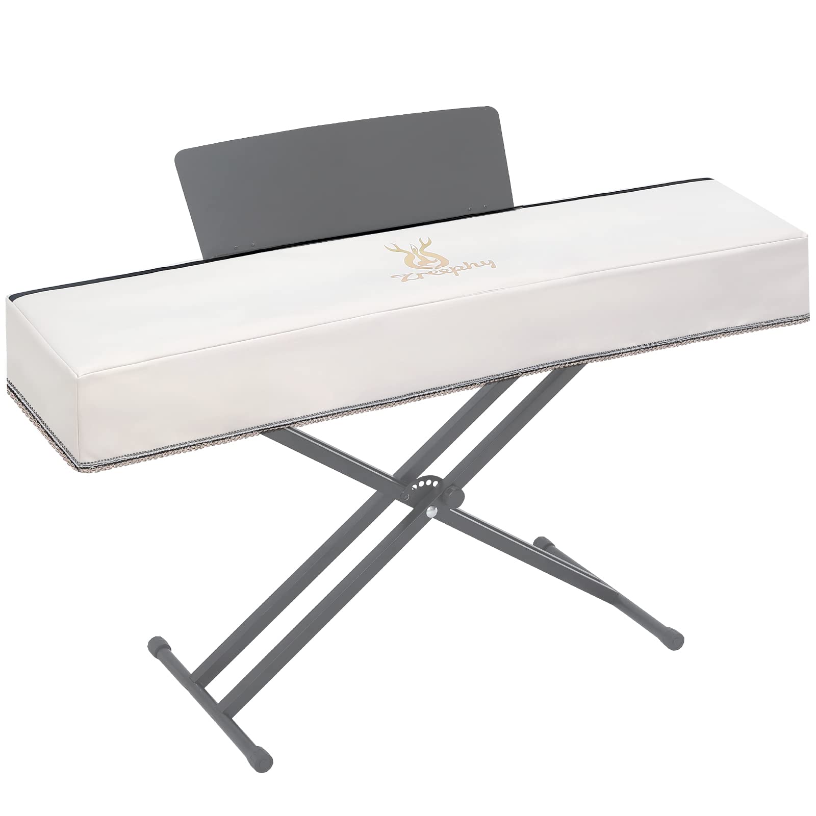 Zreephy Piano Keyboard Dust Cover with Music Stand Opening of Zipper Design, Dust Proof Cover Compatible for Yamaha P35 P45 P48 P71 P85 P95 P105 P115 P125 Digital Pianos Keyboards (Off White)