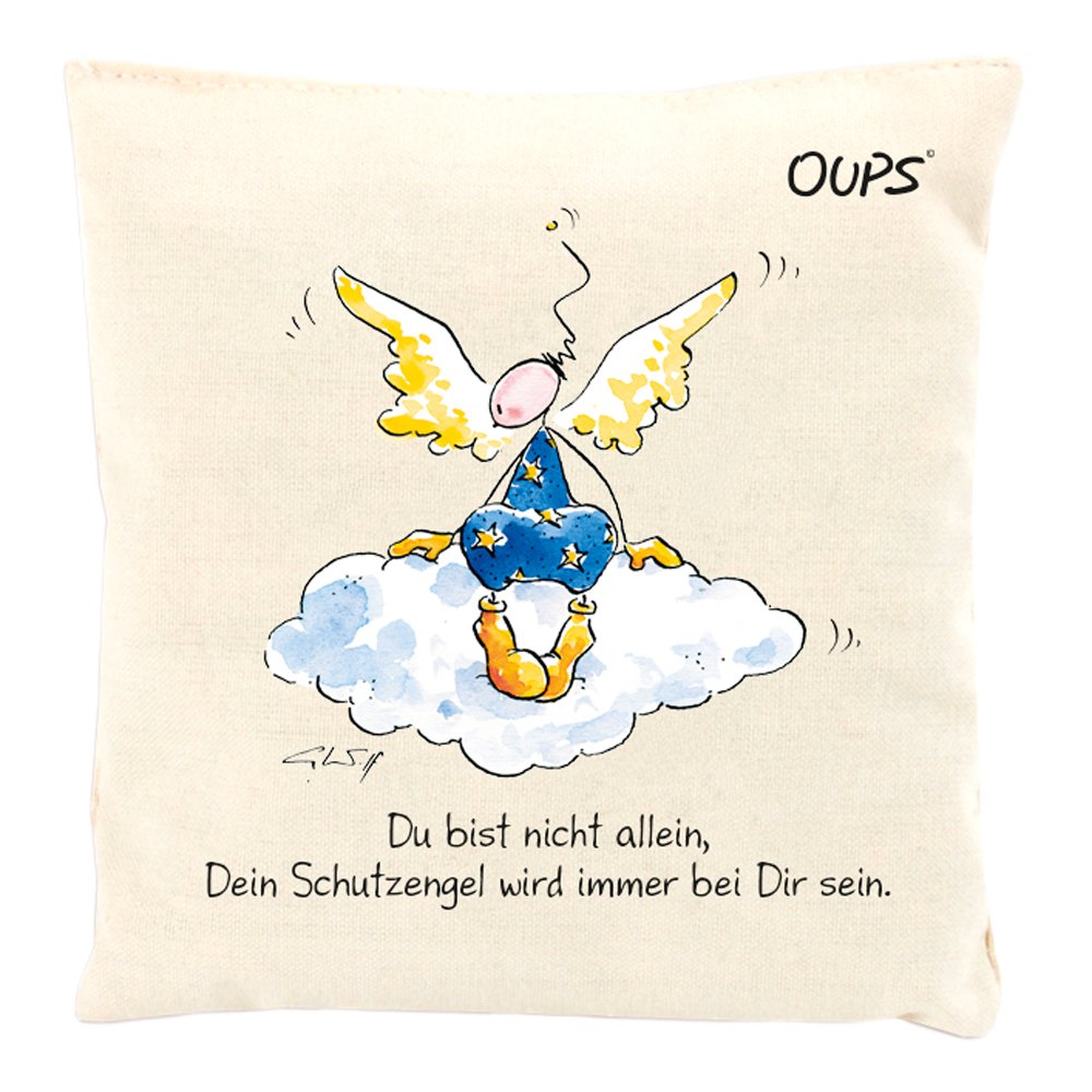 Herbs scent pillow, scent cuddler with a lovely message by Opus: You are not alone, your guardian angel..., 11x11 cm