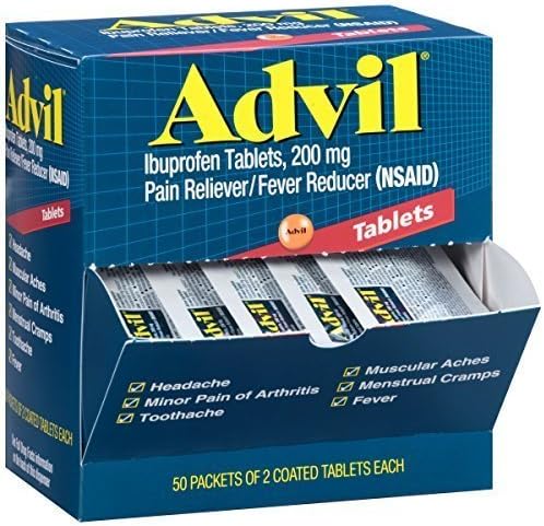 Advil Pain Reliever/Fever Reducer Coated Tablet Refill 200mg Ibuprofen sewt Temporary PainRelief 3Pack 100Count