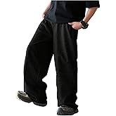 RoseSeek Boy's Baggy Sweatpants Wide Leg Elastic Waist Casual Track Pants with Pockets Sweat Pants Joggers