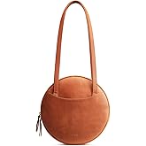 S-ZONE Large Leather Shoulder Bags for Women Circle Trendy Bag Round Purses Designer Handbag