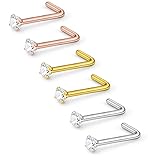 Lcolyoli 20G Surgical Steel Nose Rings L Shaped