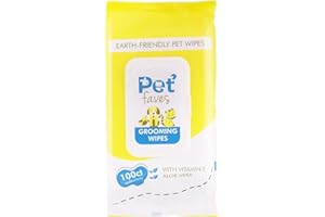 Pet Faves Dog Wipes for Cleaning and Deodorizing | Hypoallergenic Grooming Wipes for Paws and Butt, Clean Face & Body Between Baths, Plant Based Natural Pet Wipes for Dogs and Puppy (100 Count)