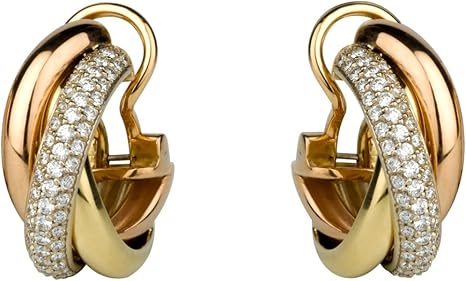 Amazon.com: Cartier Style Trinity - Pendientes de oro rosa y amarillo  blanco de 18 quilates con diamante natural: Arte, Manualidades y Costura