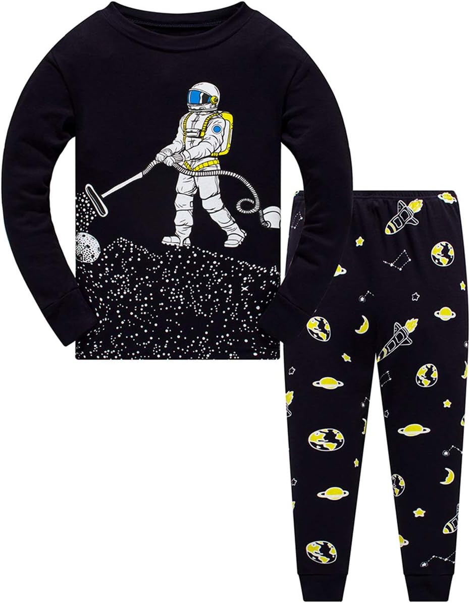 Little Boys Pajamas Sets Glow in Dark Dinosaur 100% Cotton 2 Piece Shark Toddler Clothes Kids Pjs Sleepwear Size 2-10T
