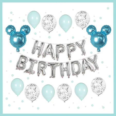 Amazon Coypeck 誕生日 飾り付け セット バルーン 風船 Happy Birthday 装飾 バースデー パーティー 男女の子 ミッキー ティファニーブルー 風船 バルーン おもちゃ