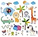Crazy Jungle Animals Baby/Nursery Wall Sticker Decals for Boys and Girls