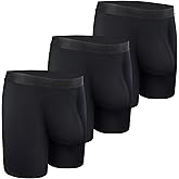 HOOWiSE Men's Boxer Briefs Soft Breathable Pouch Boxer Underwear Long Leg Moisture Wicking Underpants, 3 Pack