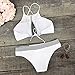 CUPSHE Women's Stripe Splicing Front Cutout Padding Bikini Bathing Suit (M, White)