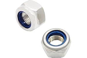 DGZ STORE 5 Pcs M12 x 1.25mm Metric Fine Thread Nylon Insert Lock Nuts, 304 Stainless Steel Non-Slip Self-Locking Nut