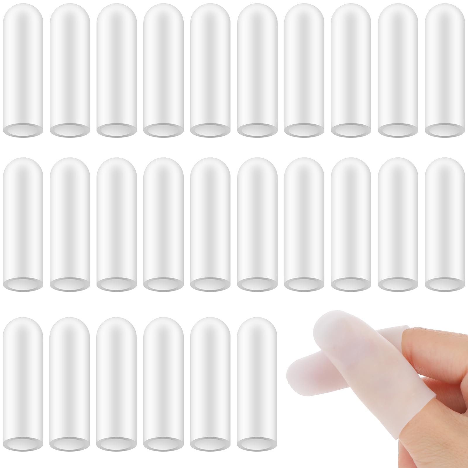 Tucnoeu 26pcs White Silicone Finger Protectors,Finger Covers,Fingers Cots Small, Fingertips Band-Aids for Nail Cracking Trigger Fingers Arthritis Pain Relief